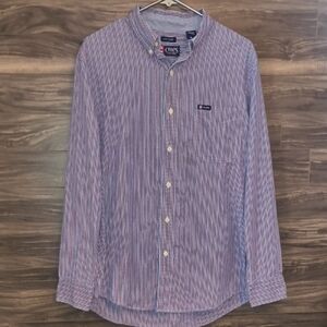 Chaps Men’s Easy Care Striped Button Down Shirt - Blue/Purple - Size Medium